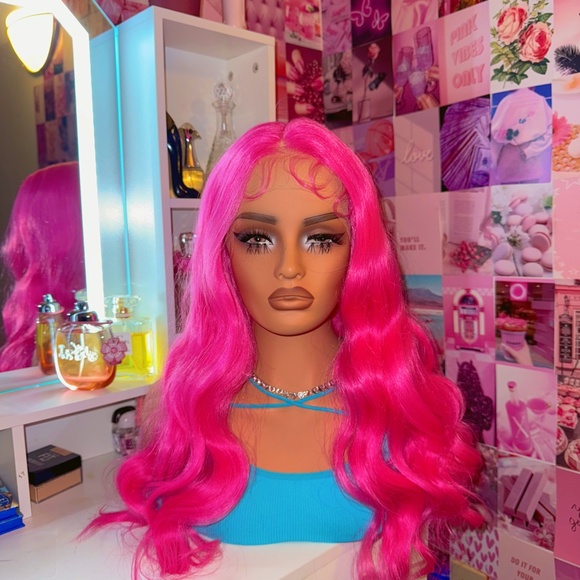 Neon Pink Lace Front Wig - Picture 2 of 3